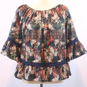 On OFF Shoulder Floral Lace Peplum Top